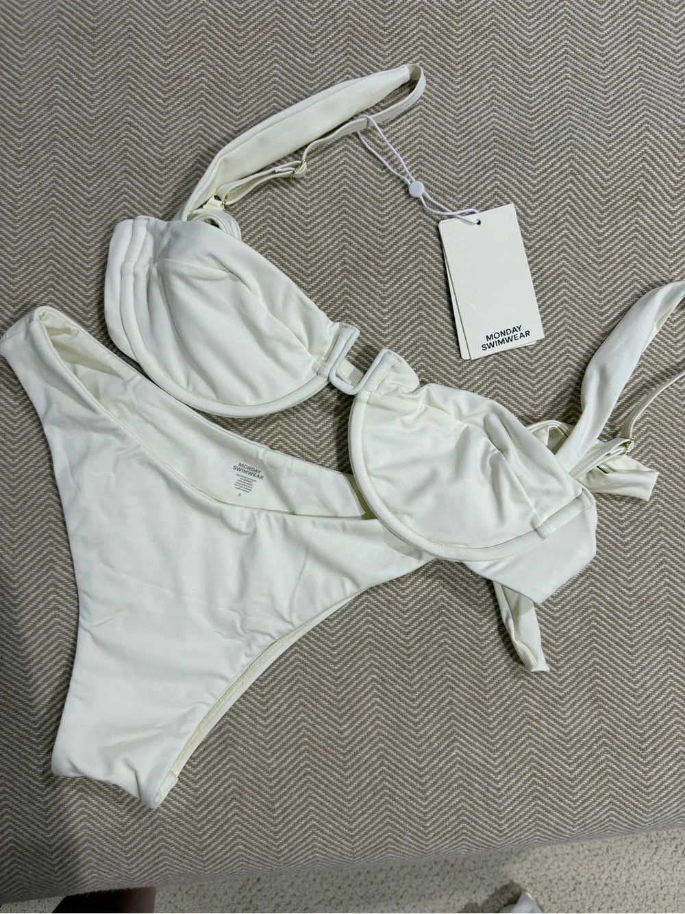 Monday Swimwear Ivory Underwire Bikini Set (Byron Bottoms)